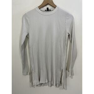 Eileen Fisher Texture Stretch Rib Tencel Minimal Scandi Top Capsule Quiet Luxe S